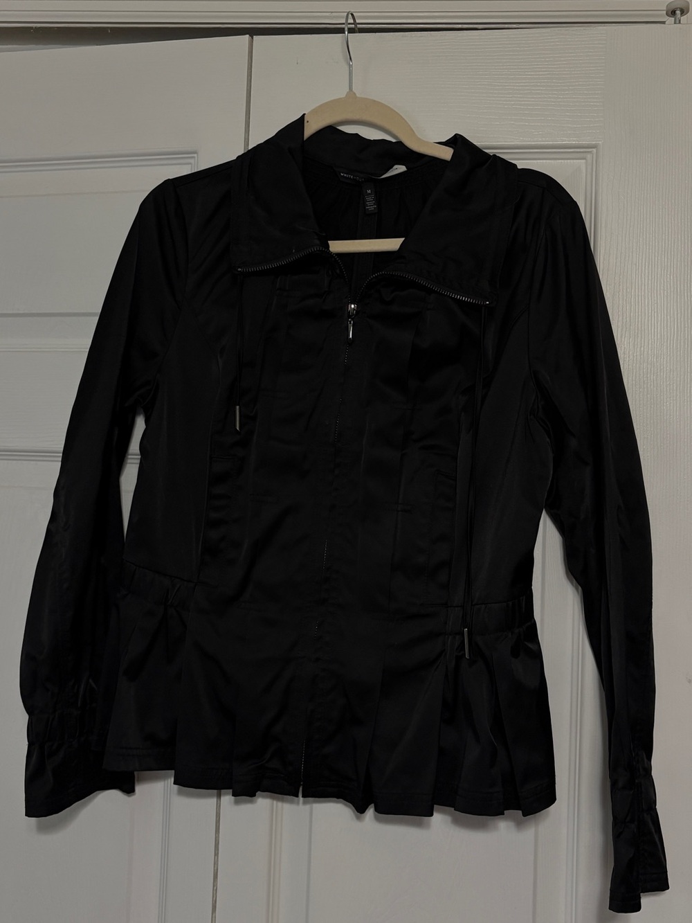 White House Black Market Black Zip-Front Utility Jacket
